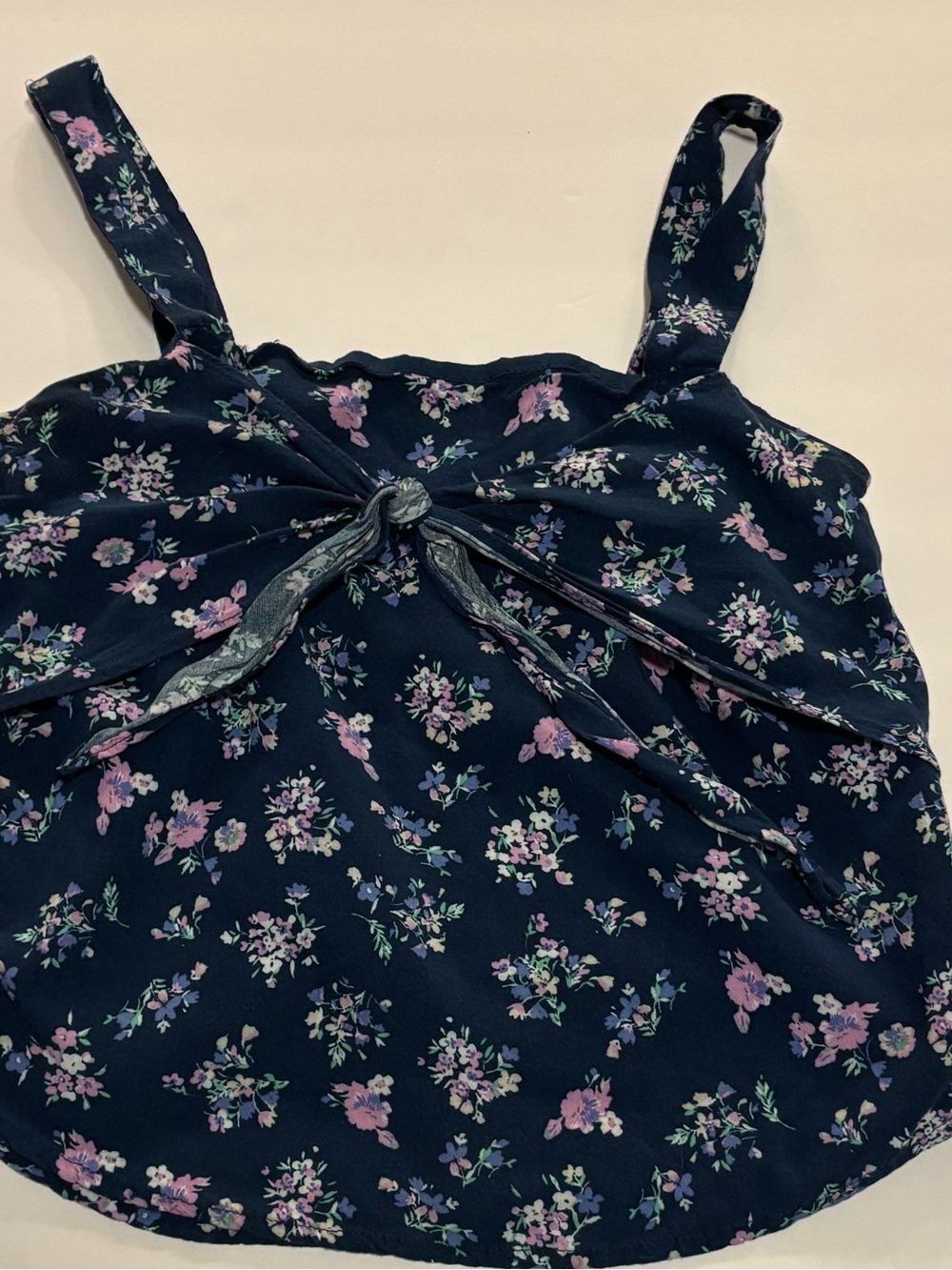 Copper Key Navy Floral Knot-Front Sundress Top